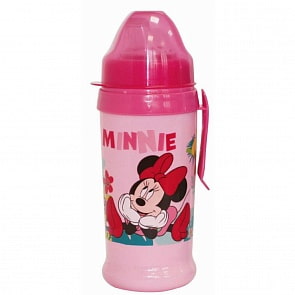 Поильник Микки и Минни с мягким носиком и клипсой, 360 мл, розовый (Lubby, 13624/144/12_розовый)