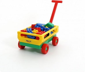 Тележка с ручкой №2 + конструктор Беби 34 элемента (Полесье, 46871)