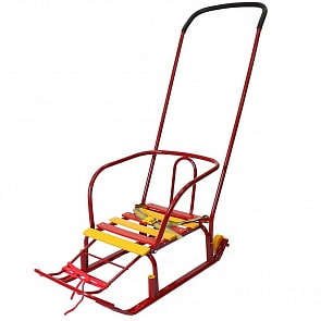 Санки Считалочка. Девятка с высокой спинкой, с колесиками – красные (RT, 5987rt)