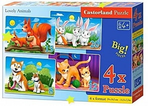 Пазл Мамы и их дети, 4 по 8/12/15/20 элементов (Castorland, B-041046)