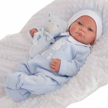 Кукла Реборн – Младенец Виктория в голубом, 40 см 