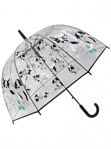 Зонт-трость – Puppies, прозрачный купол, черный (МихиМихи, MM07418)