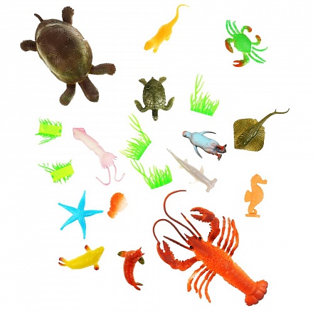 Игровой набор Рассказы о животных - Морские животные, 12 штук + 5 водорослей 