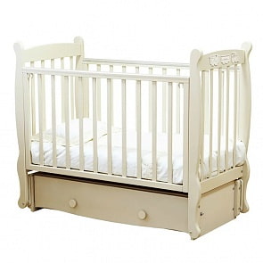 Кровать детская Красная Звезда С 717 Елисей, резьба  со стразами №5 Паровозик, слоновая кость (Красная Звезда, КЗ-С 717_слоновая кость)