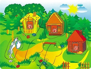 Рамка с вкладышами - Три поросенка 2 (Мир деревянных игрушек, Р38)