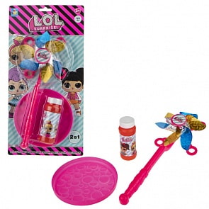 Мыльные пузыри - Ветрячок-венчик 2 в 1 - LOL, 100 мл (1Toy, Т17233)