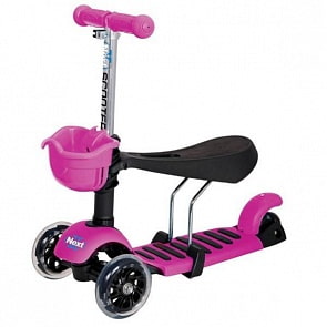 Трехколесный самокат 2 в 1, нагрузка до 30/50 кг, розовый (Next, GL-MD-PINKsim)