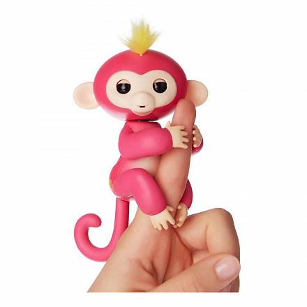 Интерактивная ручная обезьянка Fingerlings WowWee – Белла, розовая, 12 см 