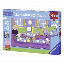 Пазл Свинка Пеппа в школе 2 х 24 элемента (Ravensburger, R09099) - миниатюра