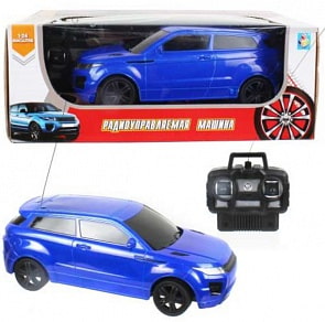 Спортавто Джип на радиоуправлении, масштаб 1:24, 27 МГц, 20 см, 4 канала, свет, на батарейках, синяя (1Toy, Т13830)