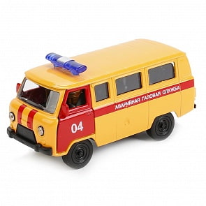 Аварийная газовая служба Уаз 39625 - машина металлическая инерционная, 1:50 (Технопарк, X600-H09023-R)