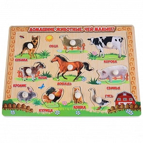 Деревянные вкладыши - Домашние животные (Буратино, 26-29-2)