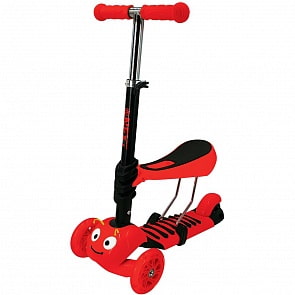 Самокат 3-колесный 2в1, управление наклоном, колеса PU 120 и 80, свет, красный (Next, S00237REDsim)