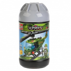 Конструктор из серии армия: вертолет, 125 деталей, в банке (Город мастеров, 7052-BL)