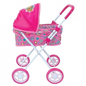 Коляска для кукол с декором Винкс, металлическая, тент складывается (Карапуз, 9320-RUsim)