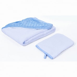 Полотенце с уголком и варежкой - Nuovita Grazia, 100x100 см, махра/вельбоа, бело-голубой/bianco-blu (Nuovita, DPOL_1608)