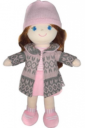 Кукла рыжая в розовом пальто, мягконабивная, 36 см 