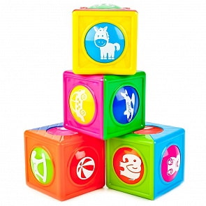 Пирамидка-кубики - Цвета, животные, игрушки, транспорт (Умка, B1487964-R)