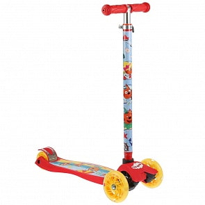 Самокат 3-колесный Три кота, управление наклоном, колеса pu 120 и 80, свет, регулируемая рулевая стойка, принт (JP-MG-03M-CATS)