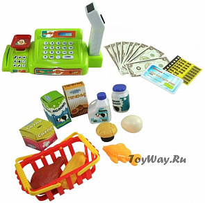 Касса электронная, продукты, корзинка и купюры (Abtoys, PT-00247)