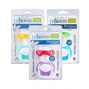 Пустышки Dr Brown's силиконовые ортодонтические, 0-6 месяцев, 2 штуки (DrBrowns, DrBr_961)