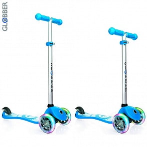 Самокат 424-011 Globber Primo Fantasy с 3 светящимися колесами Smiling Sky Blue (Globber, 424-011, 6487RT)