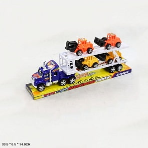Трейлер инерционный с 4-мя тракторами, разные цвета (E437-H11038) (ассортимент)