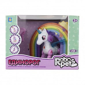 Интерактивная игрушка Робо-единорог, бело-розовый, свет, звук, движение (1Toy, Т16802)