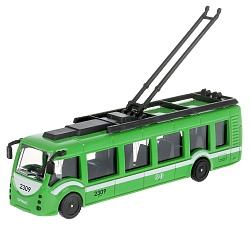 Инерционная металлическая модель – Троллейбус, 15 см (Технопарк, SB-18-10-GN-WB) - миниатюра