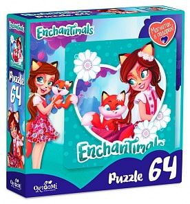 Пазл Энчантималс Фелисити Лис и Флик, 64 детали, магнитик (Origami, 03554)