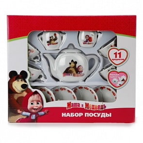 Набор посуды «Маша и медведь», керамика, 11 предметов (Играем вместе, CH0034-Rsim)