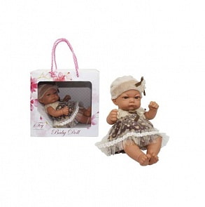 Пупс Baby Doll в нарядном платьице и шапочке, 25 см. (1toy, Т15459)