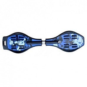 Скейтборд - Рипстик, дека 82х20 см, полиуретановые светящиеся колеса, синий (004S-BLUEsim)