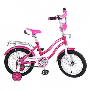 Велосипед детский – Mustang, розово-белый со страховочными колесами (ST14013-KYsim)