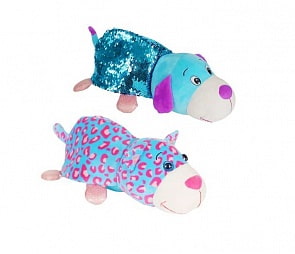 Плюшевая игрушка из серии Вывернушка Блеск с пайетками 2в1 Котик-Щенок, 30 см. (1toy, Т15589)