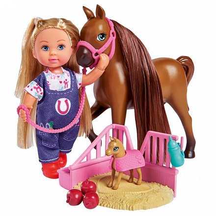 Набор - кукла Еви 12 см с беременной лошадкой 