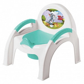 Горшок-стульчик с аппликацией Том и Джерри, цвет зеленый (Бытпласт, 431308209) (ассортимент)