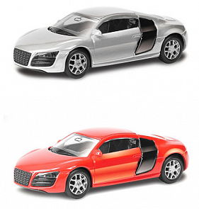 Машина металлическая Audi R8 V10, 1:64, 2 цвета – серебристый или красный (RMZ City, 344996S)