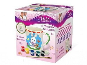 Творческий набор –  Краски по керамике Кружка зайка (Docha&Mama, 43690)