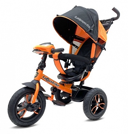 Велосипед 3 колесный – Lexus Trike, цвет оранжевый, надувные колеса 12 и 10 дюйм, светомузыкальная панель, поворотное сиденье 