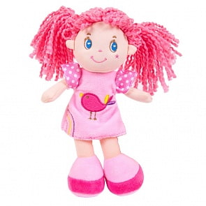 Мягконабивная кукла с розовыми волосами в розовом платье, 20 см (ABtoys, M6010)