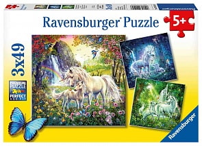 Пазл - Единороги, 3 х 49 деталей (Ravensburger, R09291)