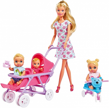Кукла Штеффи с детьми и принадлежностями 29 см 