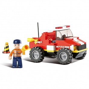 Конструктор – Пожарный: пожарная машина с фигуркой и аксессуарами, 118 деталей (Sluban, M38-B0217)