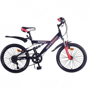 Подростковый велосипед – BMW, колеса 20", MR2-тип, 6 скоростей, черный с красным (ST20068-MR2)