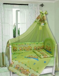 Комплект в кроватку - Давай поиграем, 7 предметов, зелёный (Bombus, BOM_1194)
