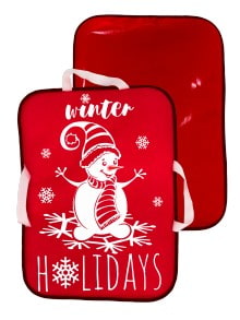 Сани-ледянка прямоугольная – Снеговик, красный, 56х42 см (RT, 7215RT)