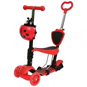 Самокат трехколесный 3 в 1 со светом управление наклоном красный (Next, MG-13-RED)
