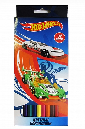 Карандаши цветные - Hot Wheels, 12 цветов 