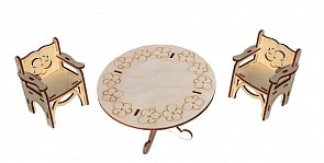 Конструктор - Набор мебели для больших кукол, стол и два стула (Polly, ДК-2-10sim)